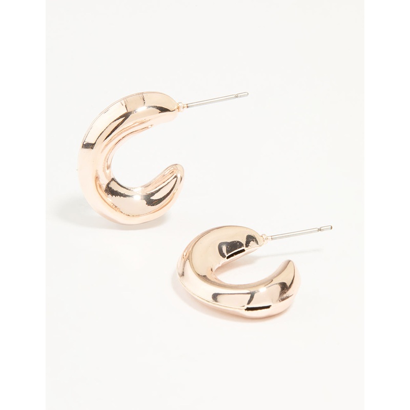 Rose Gold Bubble Small Open Hoop Earrings
