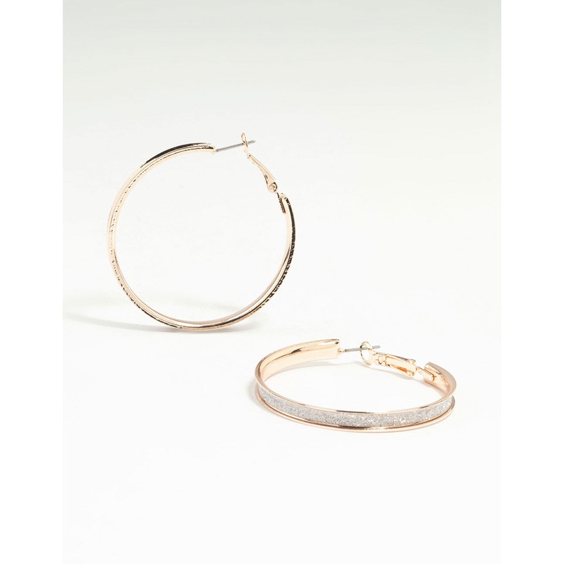 Rose Gold Glitter Hoop Earrings