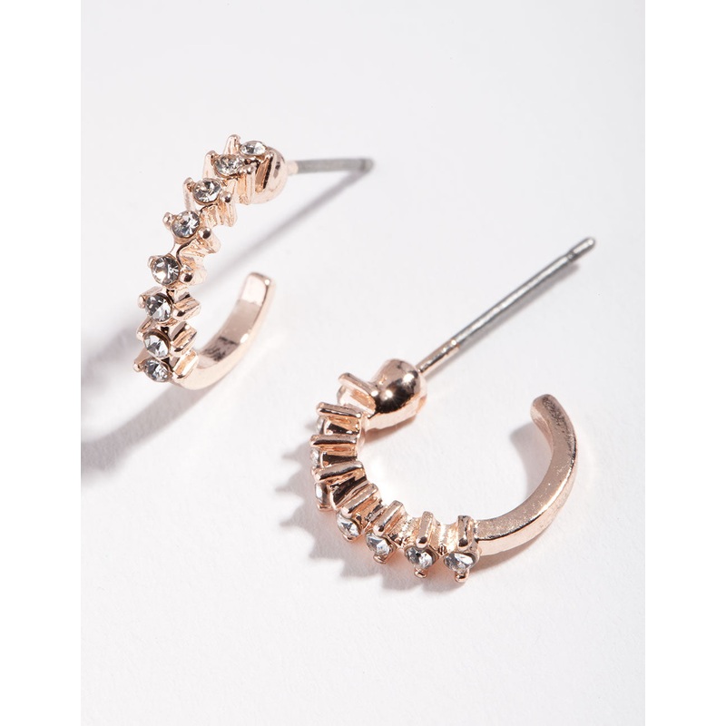 Rose Gold Micro Diamante Hoop Earrings