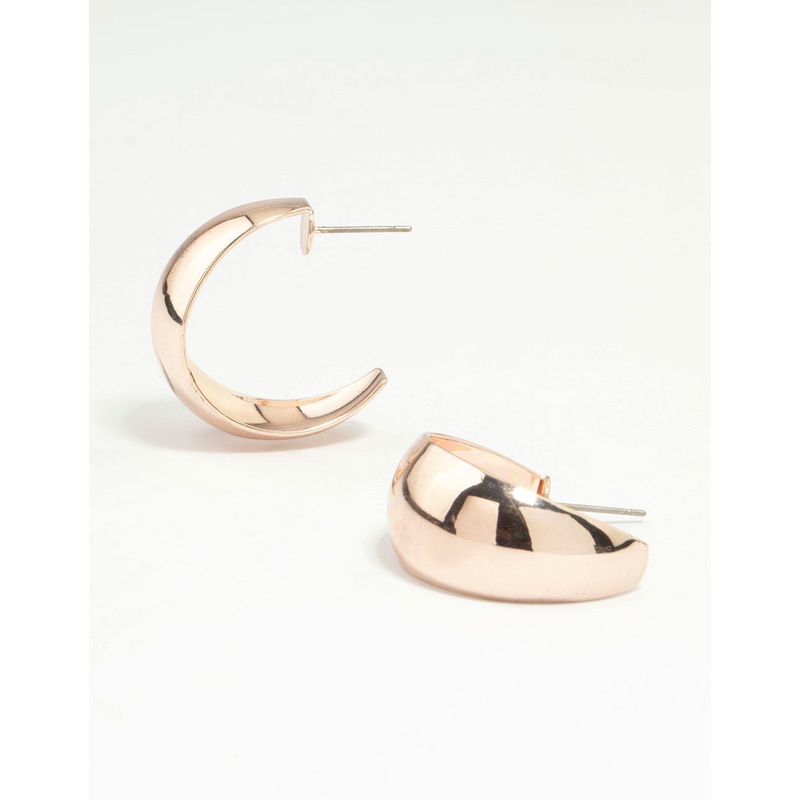 Rose Gold Open Chubby Hoop Earrings