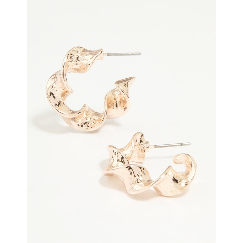 Rose Gold Organic Twisted Hoop Earrings