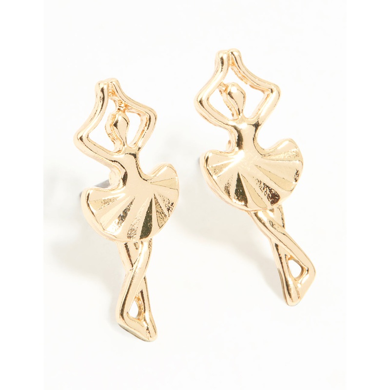 Gold Ballerina Stud Earrings|Default Title
