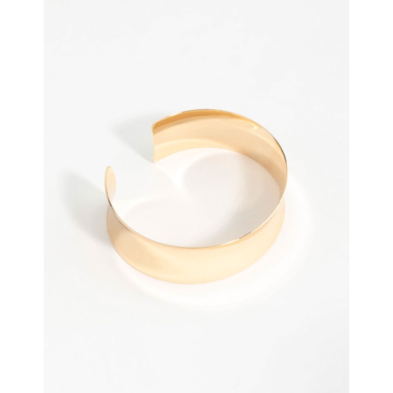 Gold Flat Wide Wrist Cuff|Default Title