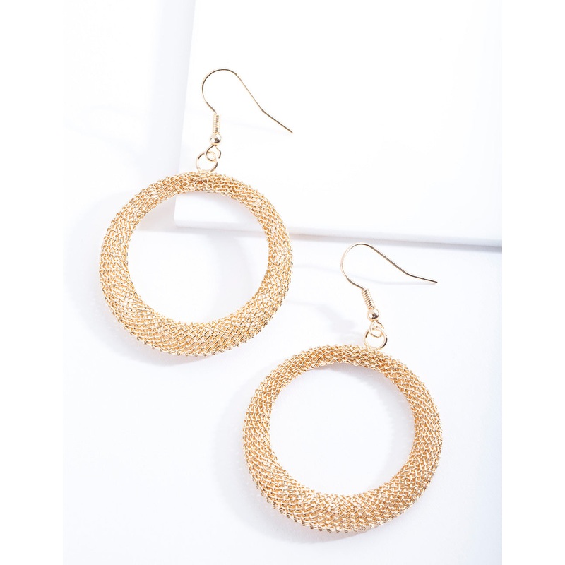 Gold Mesh Circle Earrings|Default Title