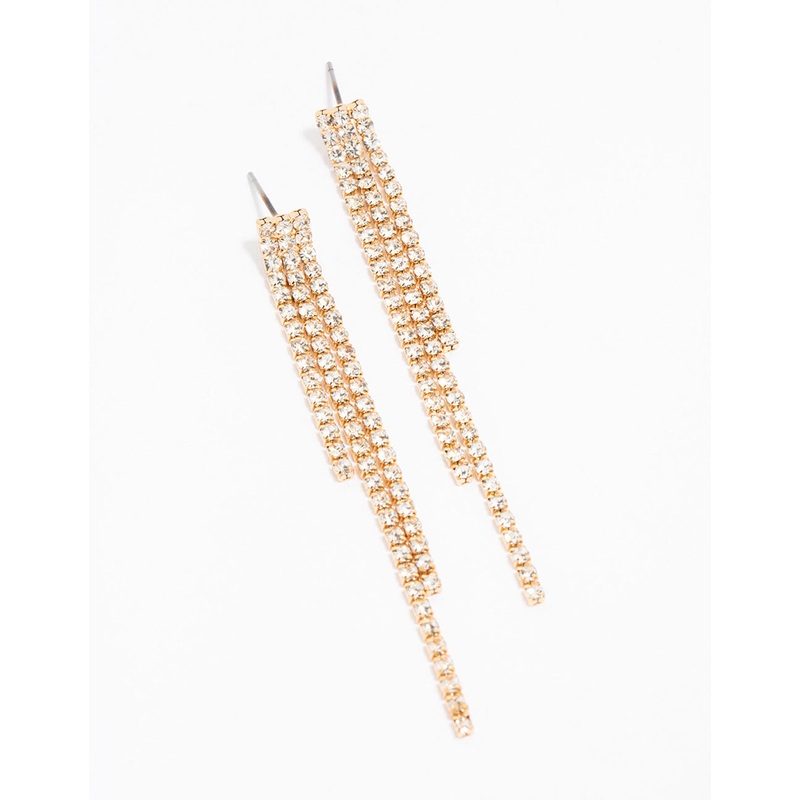 Gold Multi-Length Cupchain Drop Earrings