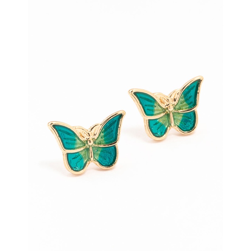 Gold Ombre Butterfly Stud Earrings