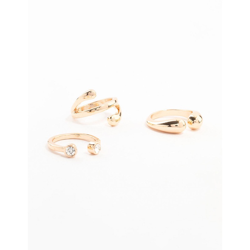 Gold Open & Ball Rings 3-Pack|XS/S|SM