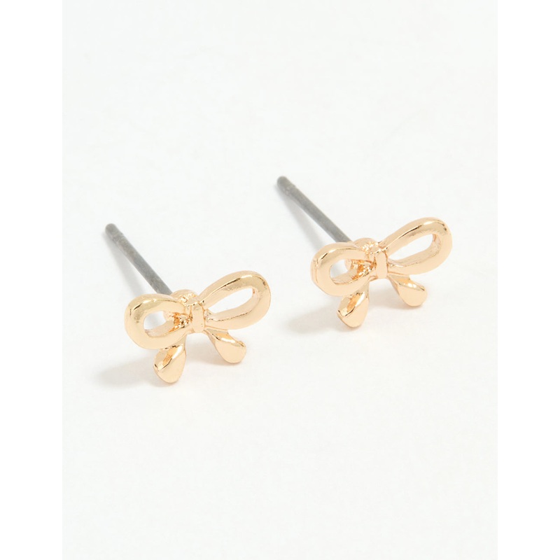 Gold Petite Bow Stud Earrings|Default Title
