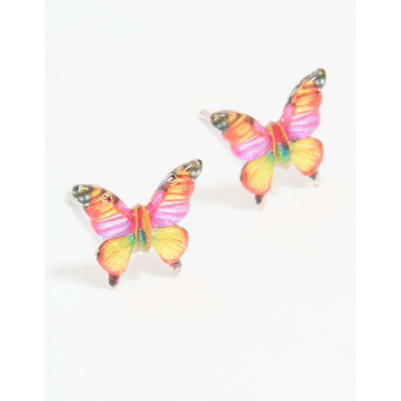 Multicoloured Acrylic Butterfly Stud Earrings