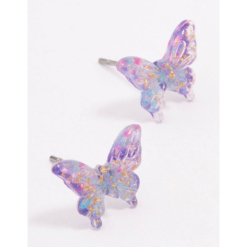 Purple Ombre Butterfly Stud Earrings