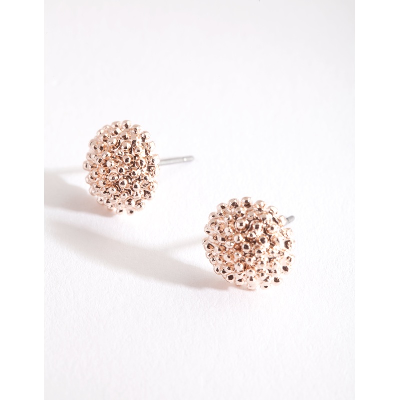 Rose Gold Crater Stud Earrings