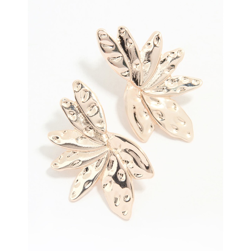 Rose Gold Half Flower Seven Petal Stud Earrings
