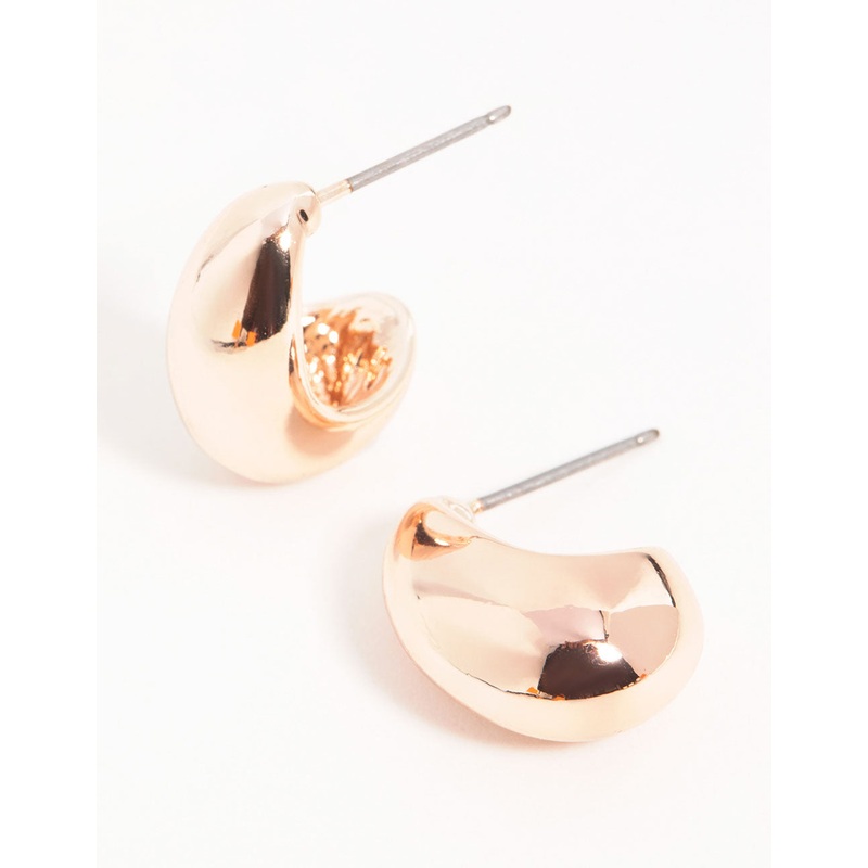 Rose Gold Mini Chunky Huggie Earrings