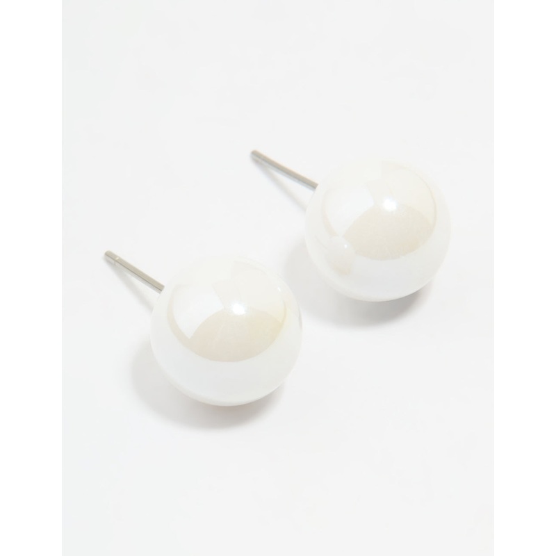 White Acrylic Ball Stud Earrings