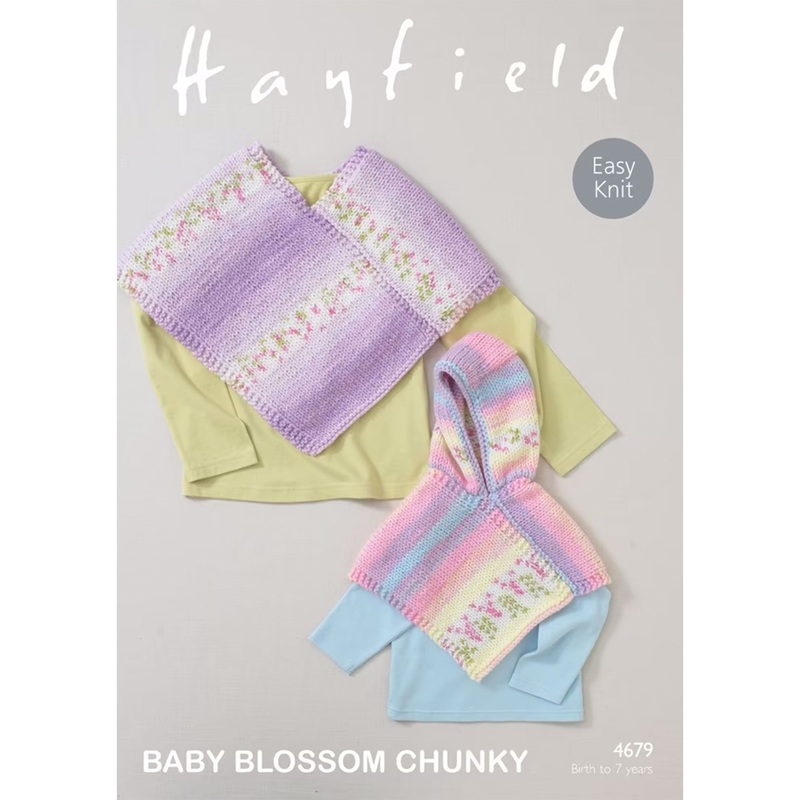 Hayfield Baby Blossom Chunky Patterns – 4679 Poncho – PDF Download