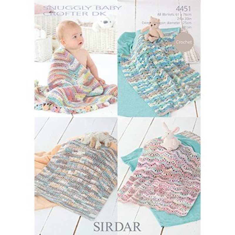 Sirdar Snuggly Baby and Children Patterns – 4451 Four Crochet Blankets – PDF Download
