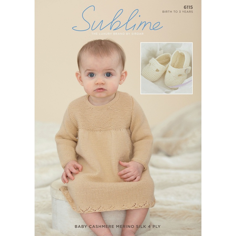 Sublime Baby Cashmere Merino Silk 4 ply Patterns – 6115 Dress & Shoes – PDF Download