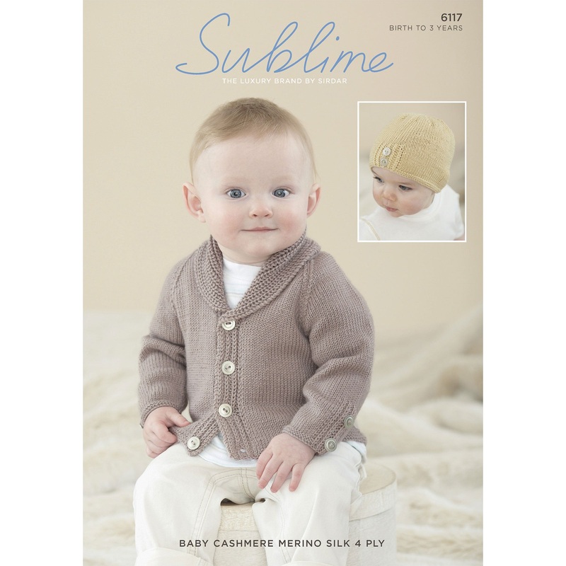 Sublime Baby Cashmere Merino Silk 4 ply Patterns – 6117 Cardigan & Hat – PDF Download