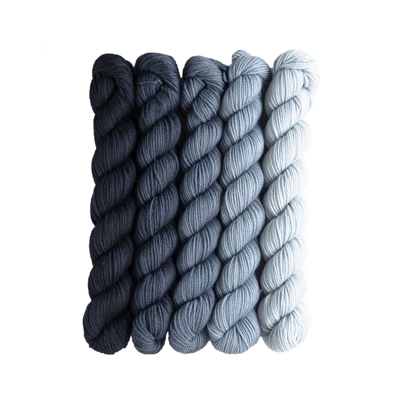 SweetGeorgia Tough Love Sock Party of Five Mini-Skein Set Yarn – Graphite