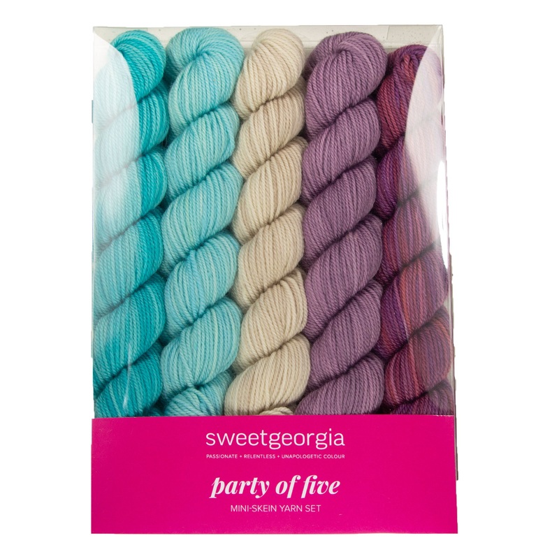 SweetGeorgia Tough Love Sock Party of Five Mini-Skein Set Yarn – Frozen Blueberry