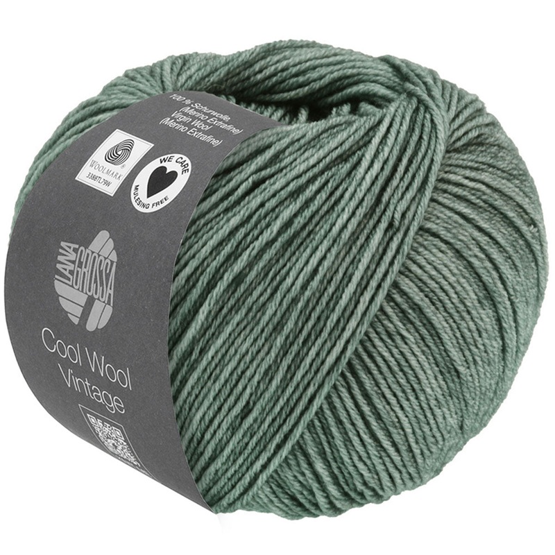 Lana Grossa Cool Wool Vintage Yarn – 7368 Green-Grey