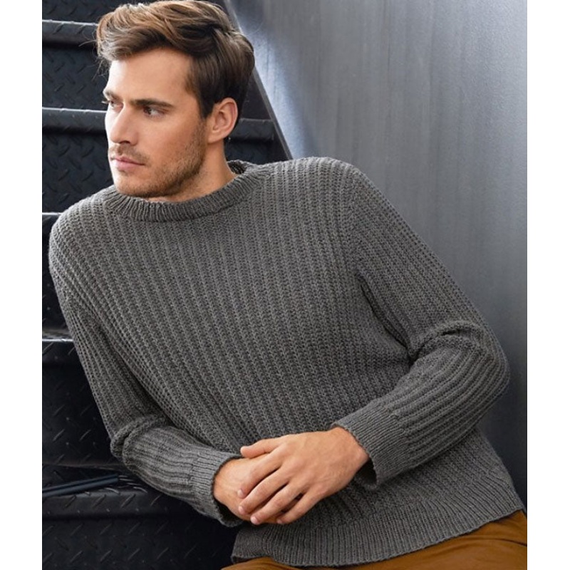 Lana Grossa Merino Edition 1 Patterns – 41 Men’s Ribbed Pullover – PDF Download