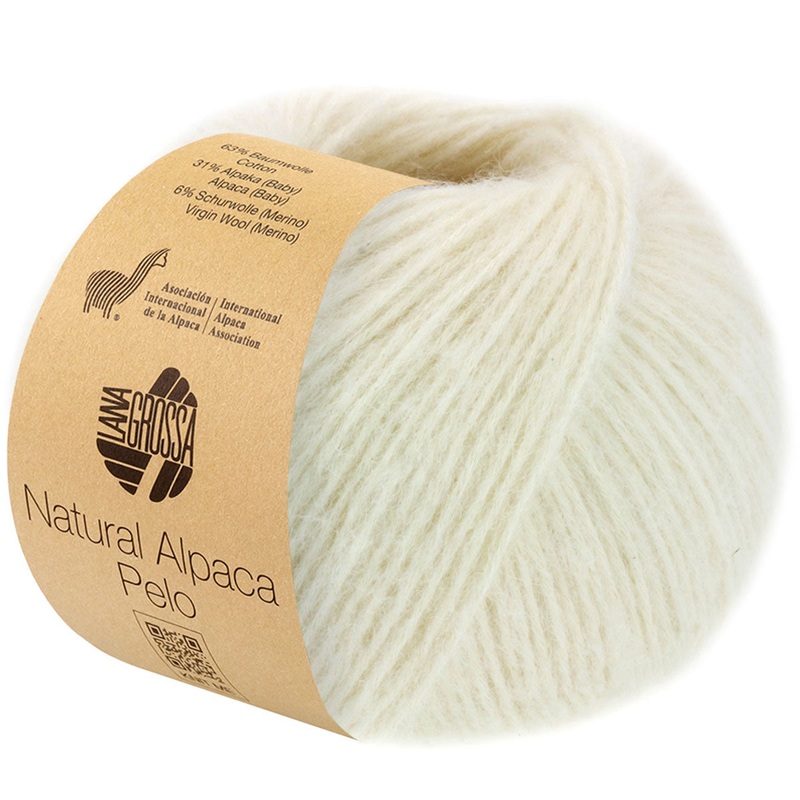 Lana Grossa Natural Alpaca Pelo Yarn – 01 Off White
