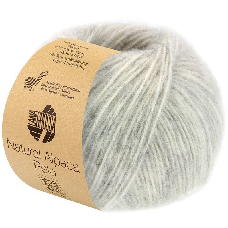 Lana Grossa Natural Alpaca Pelo Yarn – 02 Off White/Soft Grey