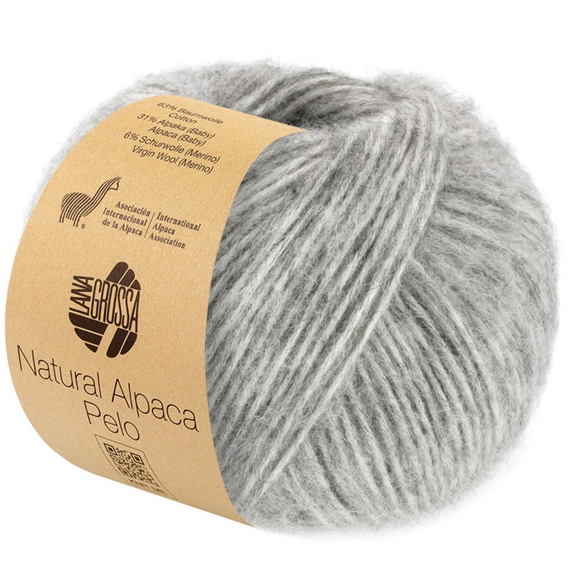 Lana Grossa Natural Alpaca Pelo Yarn – 03 Light Grey Melange