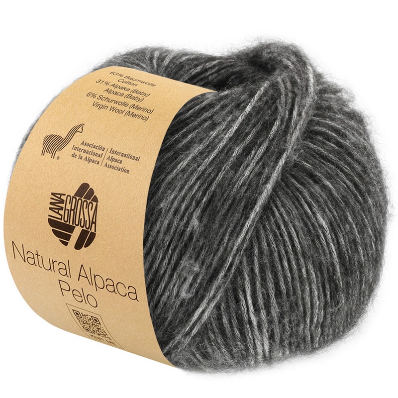 Lana Grossa Natural Alpaca Pelo Yarn – 04 Dark Grey Melange