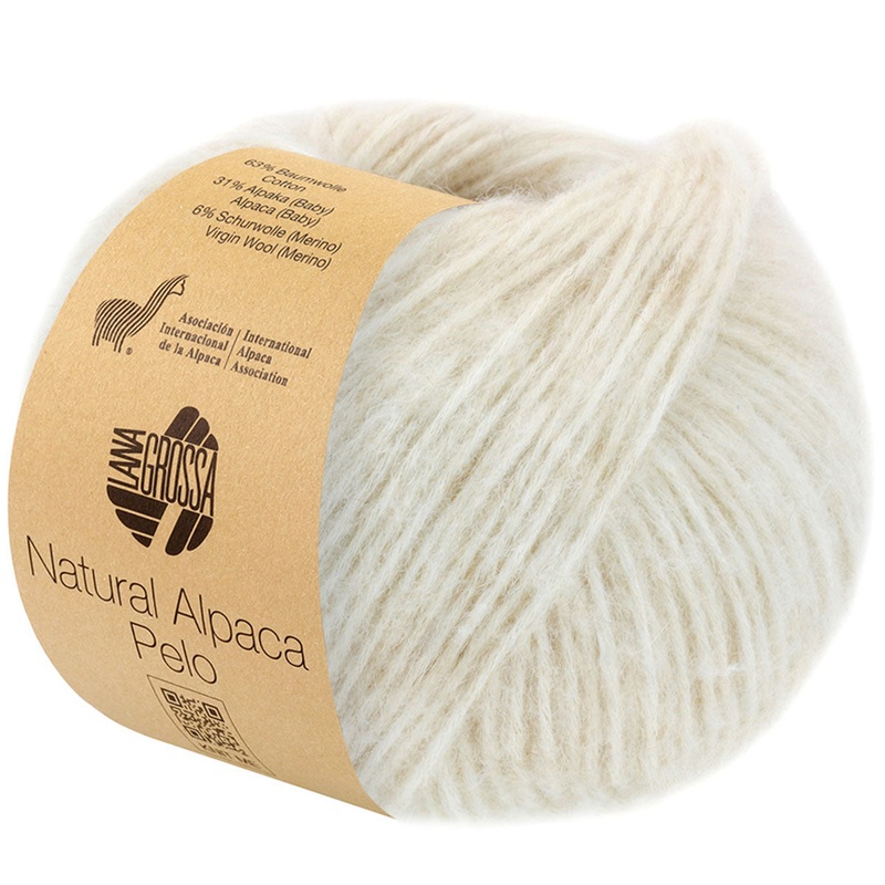 Lana Grossa Natural Alpaca Pelo Yarn – 05 Off White/Soft Beige