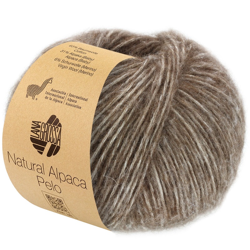 Lana Grossa Natural Alpaca Pelo Yarn – 08 Dark Brown Melange