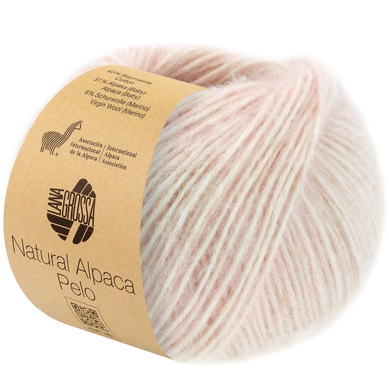 Lana Grossa Natural Alpaca Pelo Yarn – 11 Pale Pink Melange