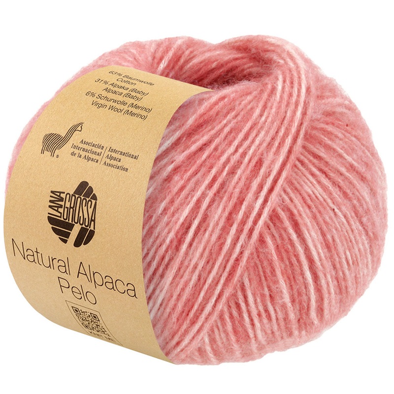 Lana Grossa Natural Alpaca Pelo Yarn – 16 Salmon Melange