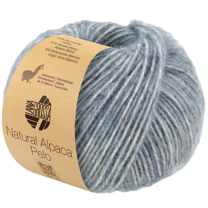 Lana Grossa Natural Alpaca Pelo Yarn – 17 Grey-Blue Melange