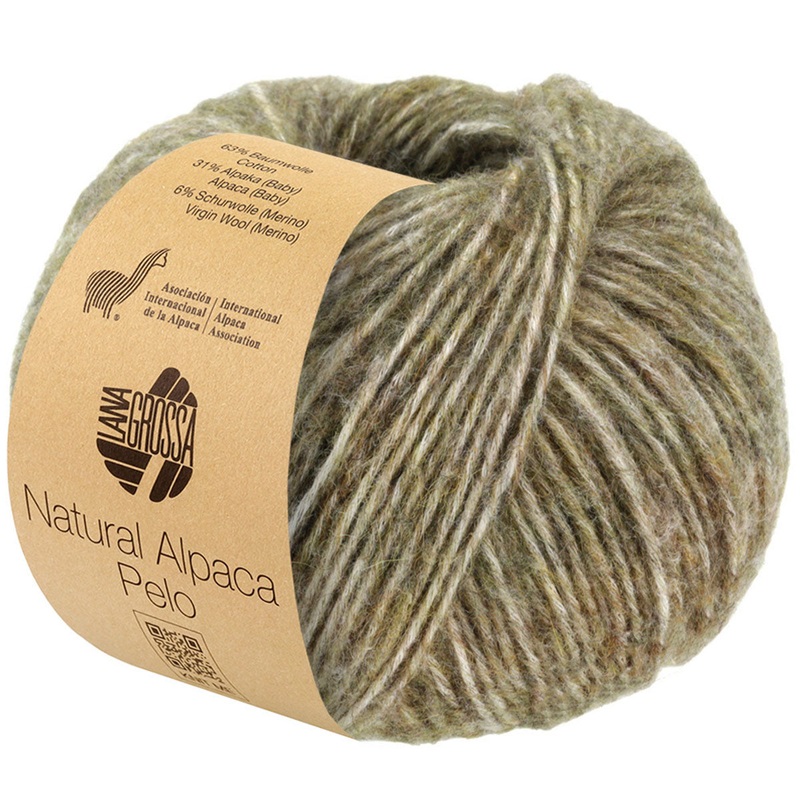 Lana Grossa Natural Alpaca Pelo Yarn – 21 Hay Green Melange