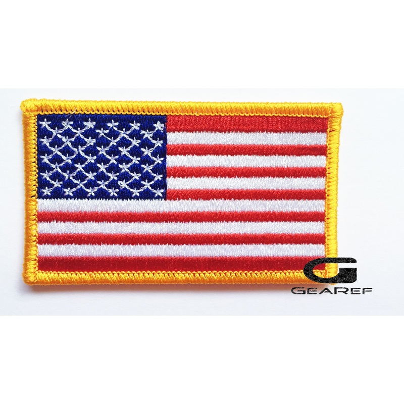 American Flag Embroidered Patch Gold