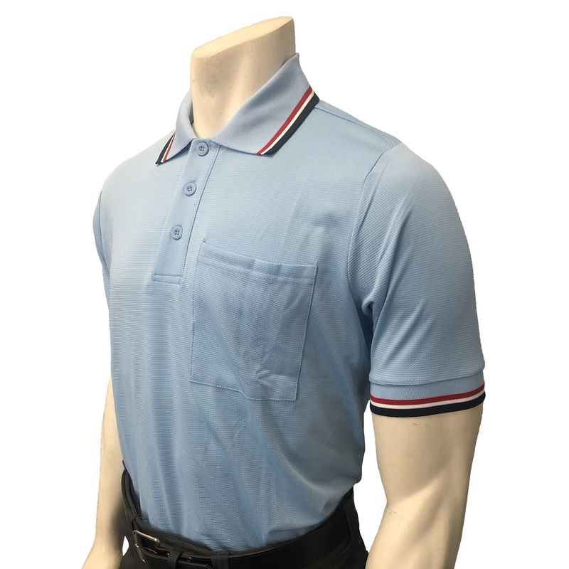 High Performance BODY FLEX Style Short Sleeve Umpire Shirts-POWDER W/RWB
