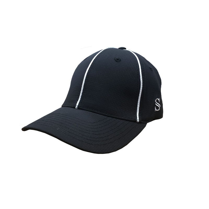 Smitty Performance Flex Fit Hat – Black with White Piping