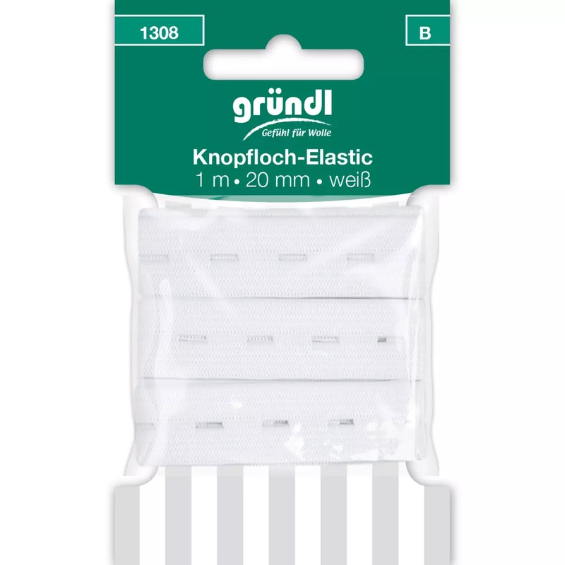 GRNDL Pogcaurums Elastgs  20mm x 1m, Balts
