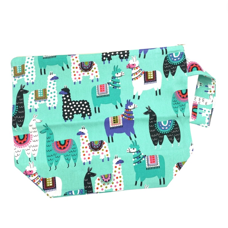 Handmade Project Bag – Teal Alpaca