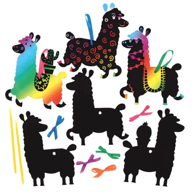 Lovely Llama Scratch Art Decorations