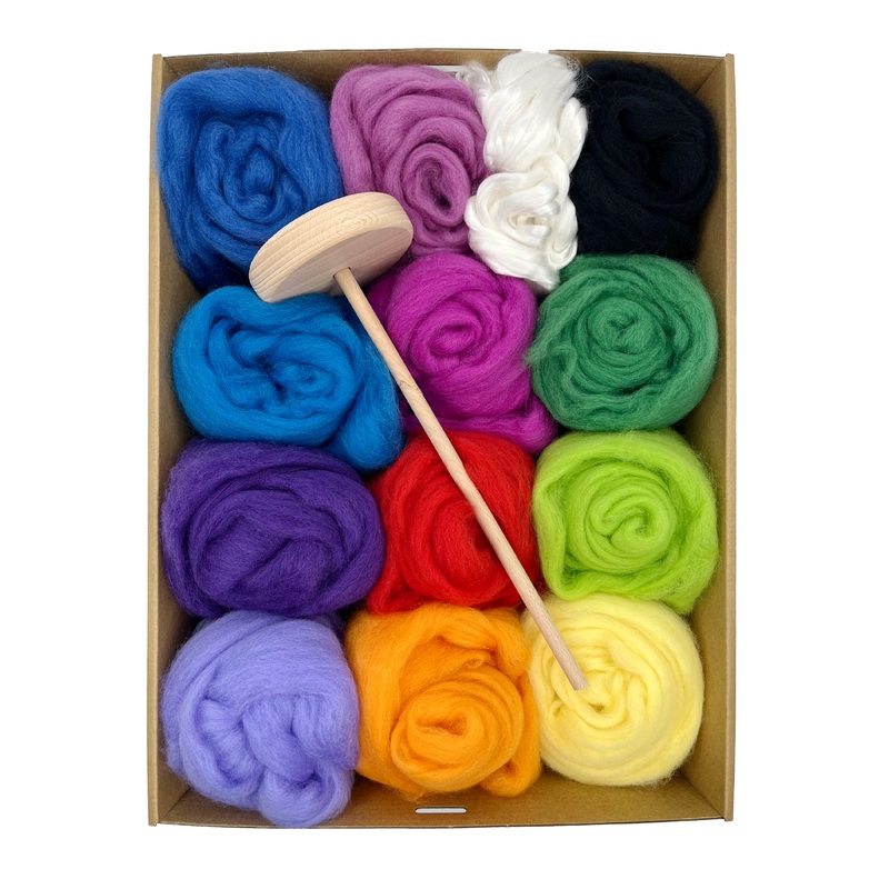Merino Fibre & Spindle Kit – Brights