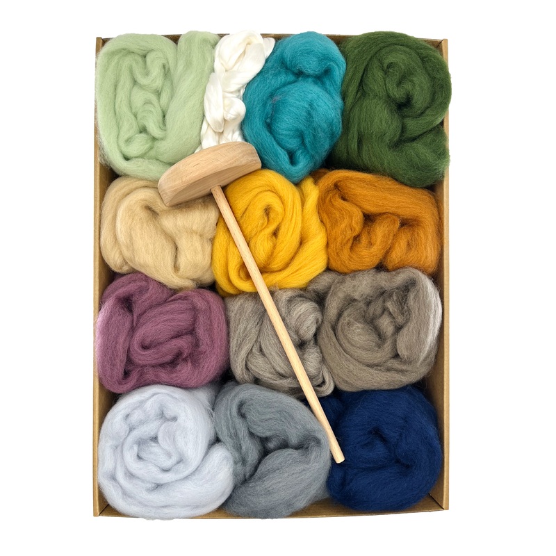 Merino Fibre & Spindle Kit – Neutrals