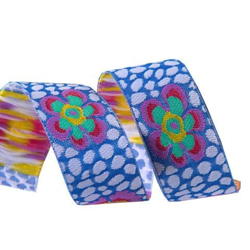 Guinea Flower Lavender on Blue 7/8