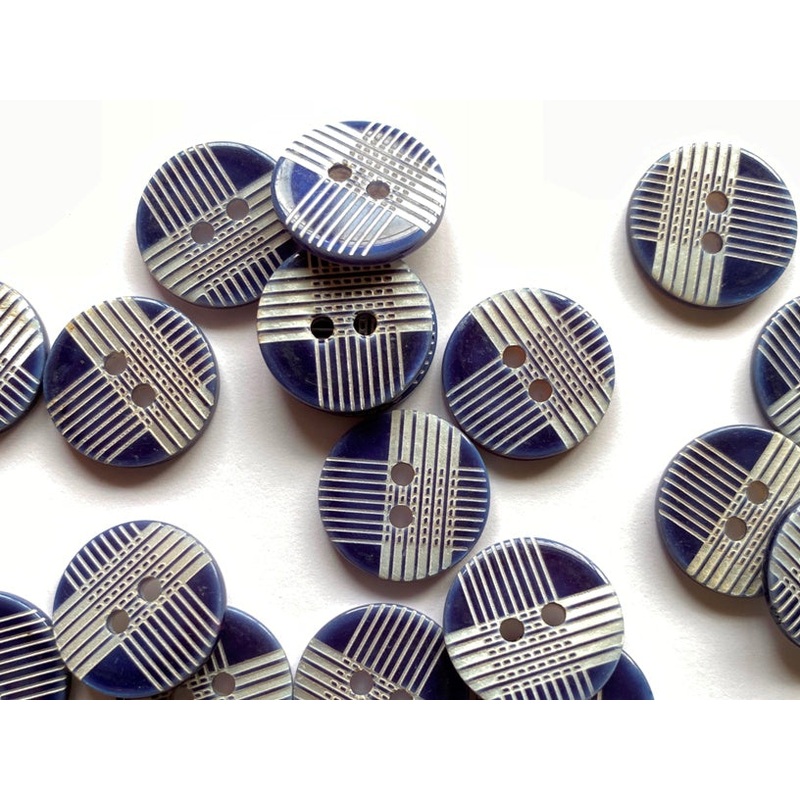 Glossy Shell Navy Blue with Laser Check Design 15mm