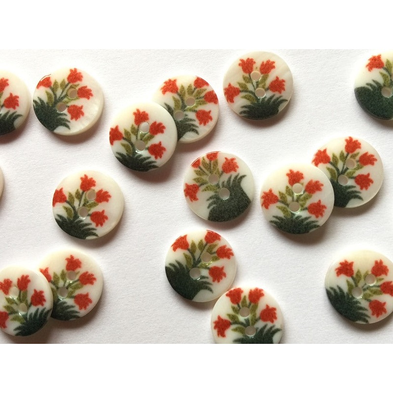 Glossy Shell Red Flowers 12mm|Default Title