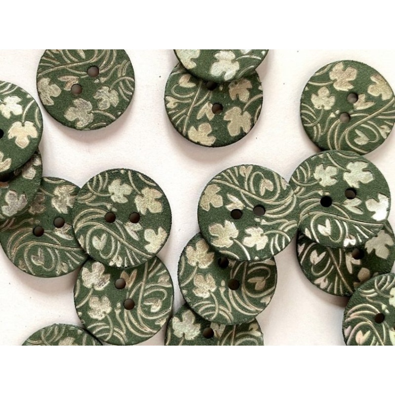 Matt Chalky Shell Greyish Green Laser Stem & Leaf 18mm