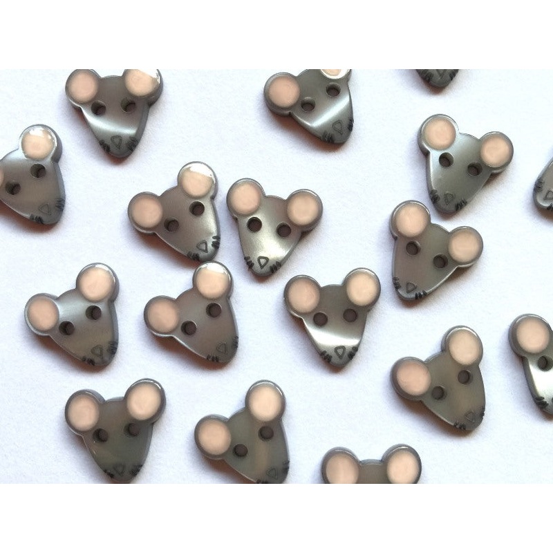 Pearly Grey Mice with Glossy Pink Ears 12mm