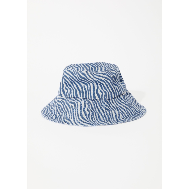 AFENDS Unisex Shadows – Denim Wide Brim Bucket Hat – Arctic